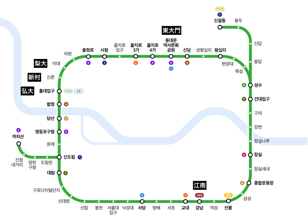 ソウル2地下鉄 2号線マップ