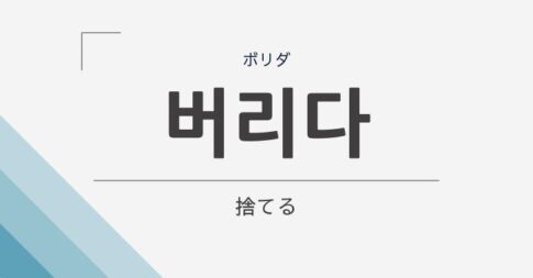 韓国語の「버리다」の意味は「捨てる」